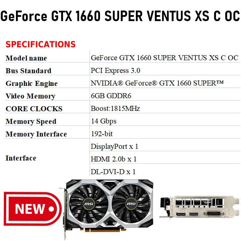 NEW MSI GeForce GTX 1660 SUPER VENTUS XS C OC 1660S 12nm 6G GDDR6